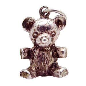 Vintage Sterling Silver 3D Adorable *Teddy Bear* Charm/Pendant
